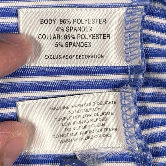 Cutter & Buck Polo Men's XXL Blue Striped Stretchy Performance Golf Shirt - Picture 4 of 7